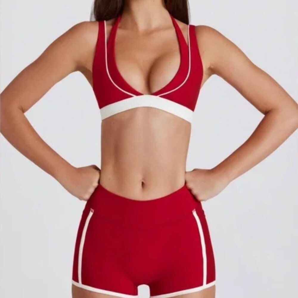 BO+TEE Women's Red Sports Bra+ shorts